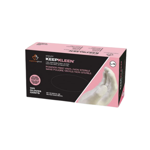 KeepKleen® Vinyl Gloves, 4 MIL, Clear (10 Boxes/CS) (100 Gloves/BX)